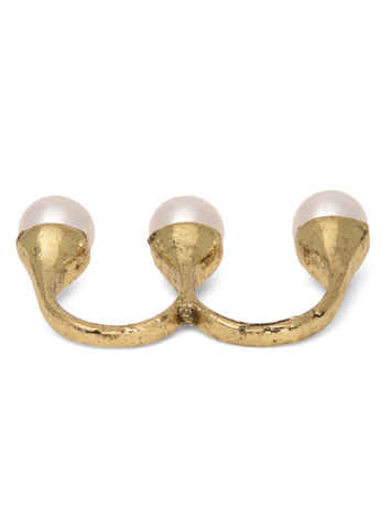 Buy Crunchy Fashion Pearl Double Finger Ring - Purplle