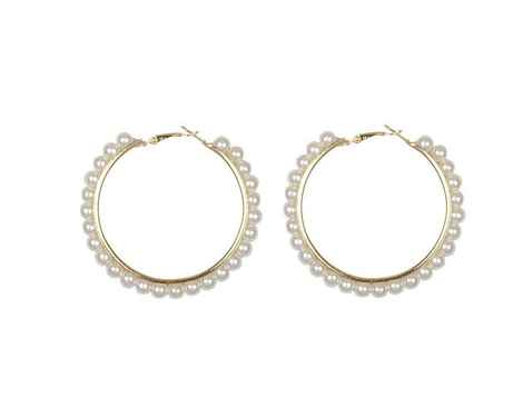 Buy Crunchy Fashion Pearl Hoops - Purplle