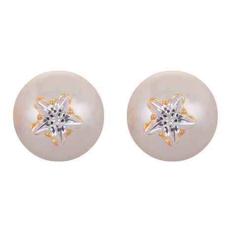 Buy Crunchy Fashion Pyramid Dual White Pearl Studs - Purplle