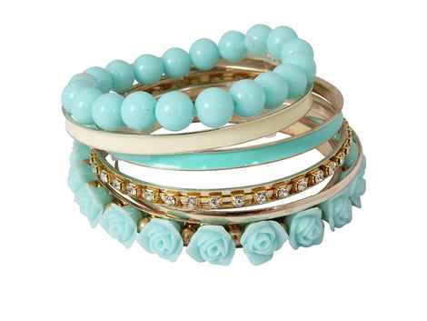 Buy Crunchy Fashion Roses Bangle set- Blue - Purplle