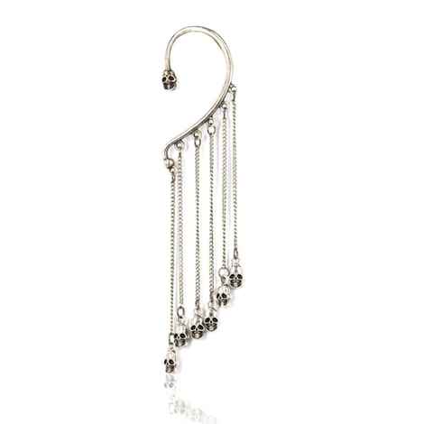 Buy Crunchy Fashion Skull Drop Ear Cuff in Silver - Purplle