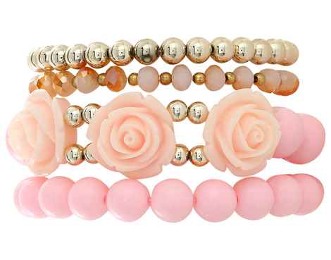 Buy Crunchy Fashion Soft Pops Peach Floral Wrap Bracelets - Purplle