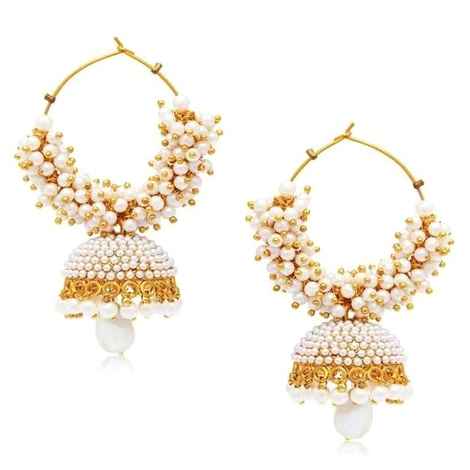 Royal Bling Splash Of Rich Pearl Hoop Jhumka Earrings