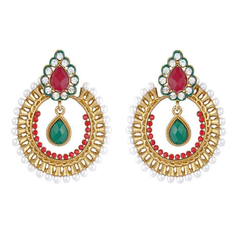 Buy Crunchy Fashion The Modish Verdant Blush ChandBali Earrings - Purplle