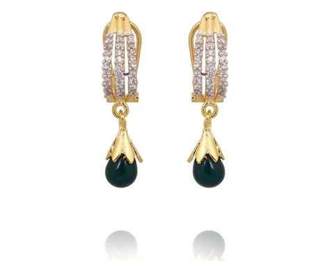 Buy Royal Bling Three Ad Row Green Drop Earrings - Purplle