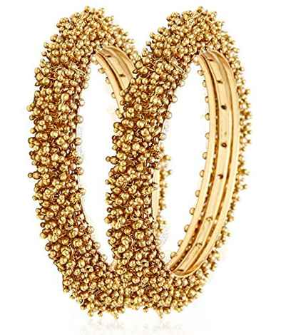 Buy Crunchy Fashion Traditional Gold Platted Metalbeads Bangle Set - Purplle