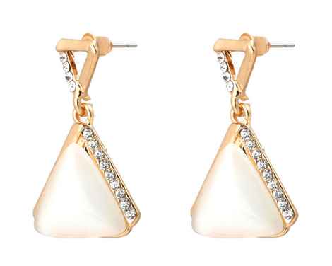 Buy Crunchy Fashion Triangular Opal Drop Rose Gold Earrings - Purplle