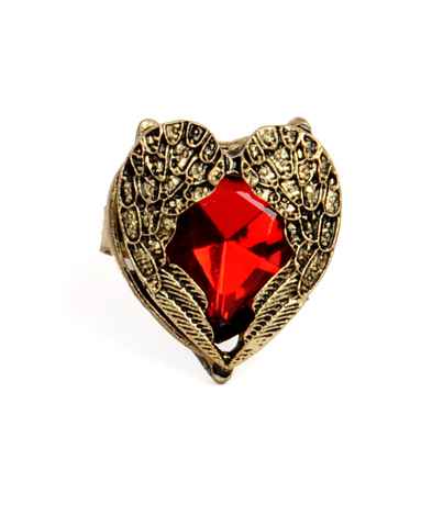 Crunchy Fashion Valentien Special Red Rhinestone Heart Ring