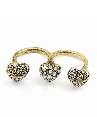 Buy Crunchy Fashion Valentine Special Hearts Two Finger Ring - Purplle