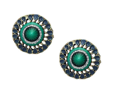 Crunchy Fashion Vintage Green Stud Earrings