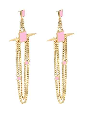 Buy Crunchy Fashion Voguish Squarish Soft Pink Layered Earrings - Purplle