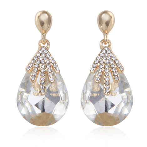Buy Crunchy Fashion White Crystal Droplet Earrings for Women - Purplle