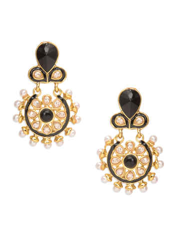 Buy Royal Bling Winsome Leafy Regal Black Earrings - Purplle