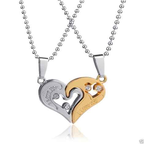 Buy Lishmark Men Women Lover Couple Necklace I Love You Heart Pendant Stainless Steel Chain G - Purplle