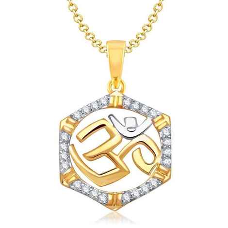 Buy Lishmark Trendy Fashion Jewelry Cz Avatar Om Pendant Gold And Rhodium Plated With Chain - Purplle
