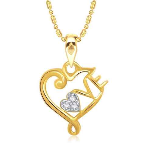 Buy Lishmark Trendy Alloyvalentine Love Heart Gold & Rhodium Polished Pendant With Chain - Purplle