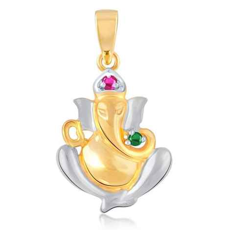 Buy Lishmark Traditional Jewelry Ganesh Murti Pendant Gold & Rhodium Polished With Chain - Purplle