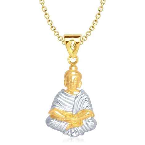 Buy Lishmark Traditional Alloy Jewelry Lord Buddha Pendant Gold & Rhodium Polished With Chain - Purplle