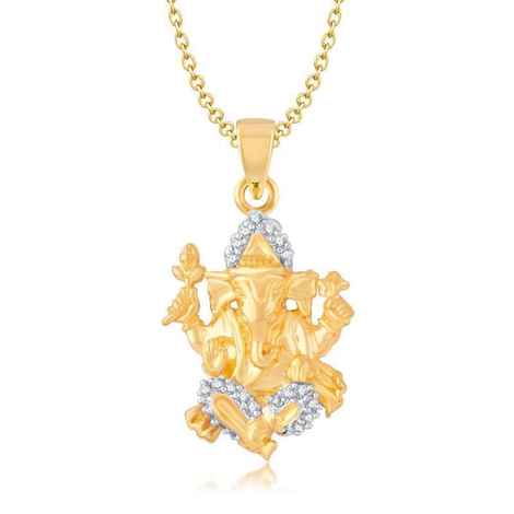 Buy Lishmark Traditional Jewelry Siddhivinayak Pendant Gold & Rhodium Polished With Chain - Purplle