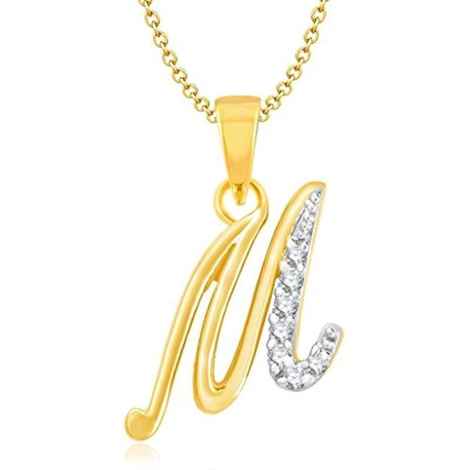 Buy Lishmark Gold And Rhodium Plated Alphabet Collection Initial Pendant Letter "M" & Chain - Purplle