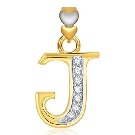 Buy Lishmark Alphabet Collection Initial Pendant Letter "J" Gold And Rhodium Plated & Chain - Purplle