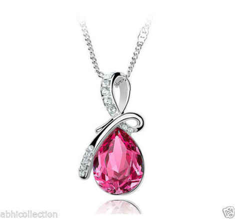 Buy Lishmark Womens Fashion Low Quailty Rose Red Crystal Stone Necklace With Pendant - Purplle
