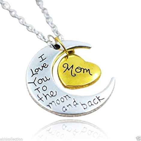 Buy Lishmark Family "Mom I Love You To The Moon And Back " Heart Moon Necklace Pendant - Purplle