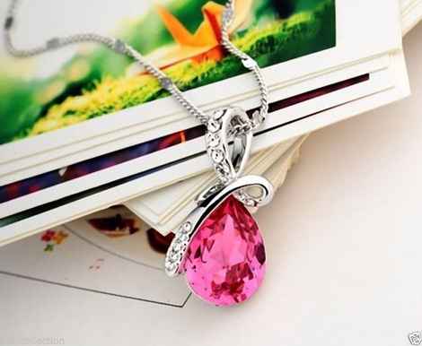 Buy Lishmark Womens 9K White Gold Filled Cz & Plum Red Crystal Stone Necklace With Pendant - Purplle