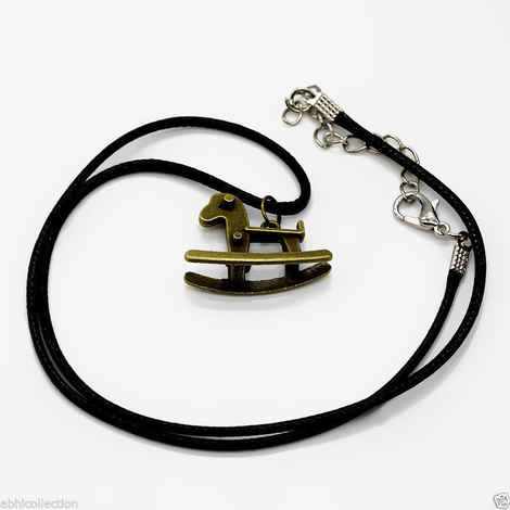 Buy Lishmark Cool Design Pendant Long Retro Black Leather Rope Choker Necklace Wooden Horse - Purplle