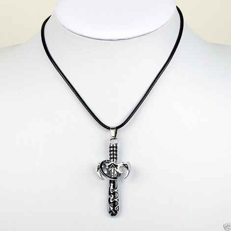 Buy Lishmark Fashion Jewelry Antique Silver Sword Pendant Black Leather Necklace 18? - Purplle