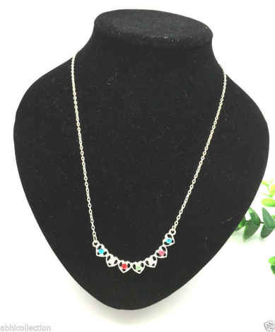 Buy Lishmark Beautiful Fashion Jewelry Heart Colorful Rhinestone Silver Necklace Pendant - Purplle