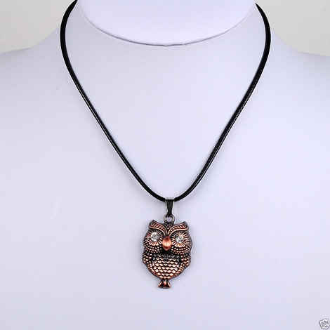 Buy Lishmark Fashion Jewelry Antique Bronze Owl Pendant Black Leather Necklace 18? - Purplle