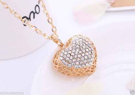 Buy Lishmark Womens Fashion 9K Yellow Gold Filled Cubic Zirconia Necklace & Heart Pendant - Purplle