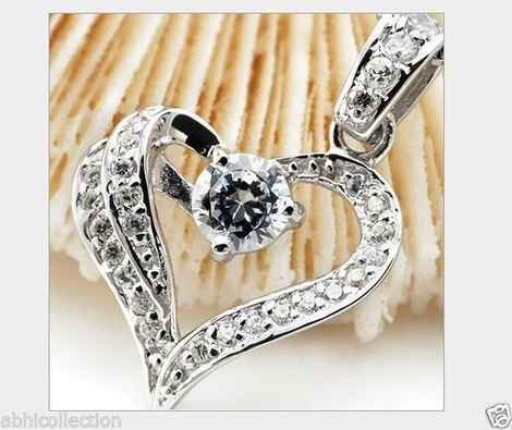 Buy Lishmark Womens Fashion 9K White Gold Filled Aaa Cz Crystal Necklace & Heart Pendant - Purplle