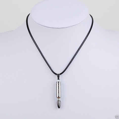 Buy Lishmark Fashion Jewelry Alloy Silver Color Bullet Pendant Black Leather Rope Necklace - Purplle