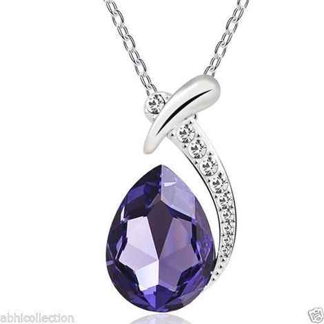 Buy Lishmark Womens Fashion Jewellry 9K White Gold Filled & Crystal Necklace & Pendant - Purplle