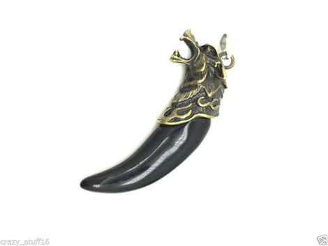 Buy Lishmark New Hot Man'S Charm Fashion Jewelry Black Wolf Tooth Bronze Pendant Necklace - Purplle