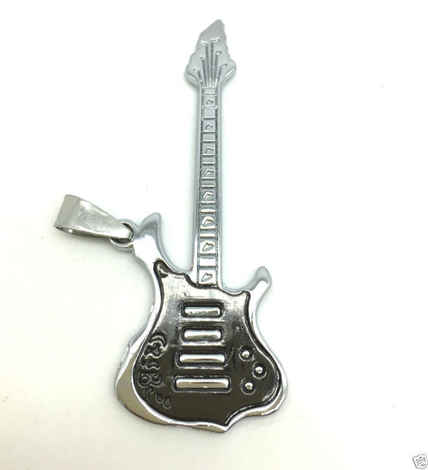 Buy Lishmark Fashion Jewelry Steel Black Guitar Pendant Stainless Steel Charm Black Necklace - Purplle