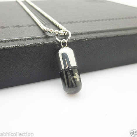 Buy Lishmark Doctor'S Stainless Steel Silver Black Pill Cross Chain Fashion Pendant Necklace - Purplle