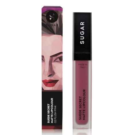 SUGAR Cosmetics Suede Secret Matte Lipcolour - 02 Plush Pink (Deep Rose Pink)