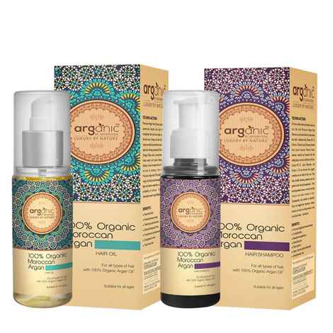 Aryanveda 100% Moroccan Argan Hair Oil & Shampoo Combo Pack