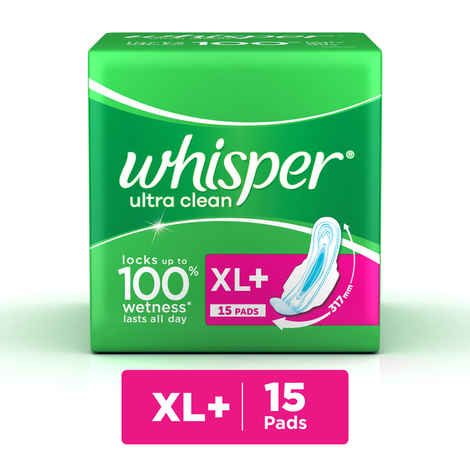 Buy Whisper Ultra Sanitary Pads XL Plus Wings 15 pc Pack - Purplle