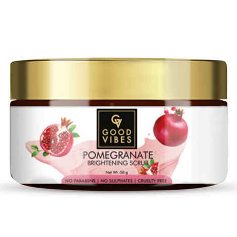 Good Vibes Pomegranate Brightening Face Scrub | Anti-Ageing, Sun Protection | With Almond Oil | No Parabens, No Sulphate, No Mineral Oil (50 g)