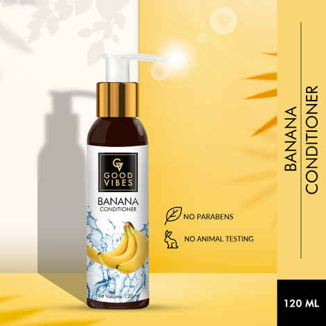 Good Vibes Banana Conditioner | Frizz Contorl, Hair Thickening, Strenghtening | No Parabens, No Animal Testing (120 ml)