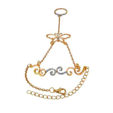 Buy Femnmas Butterfly Rhinestone Ring Bracelet - Purplle