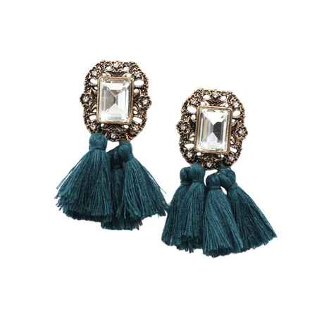 Buy Femnmas Green Bib Statement Earrings - Purplle