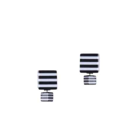 Buy Femnmas White Black Double Square Studs - Purplle