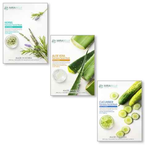 Mirabelle Korea Fairness Facial Mask (Herbs, Aloevera, Cucumber - Hac - Combo Pack Of 3) (25 ml)