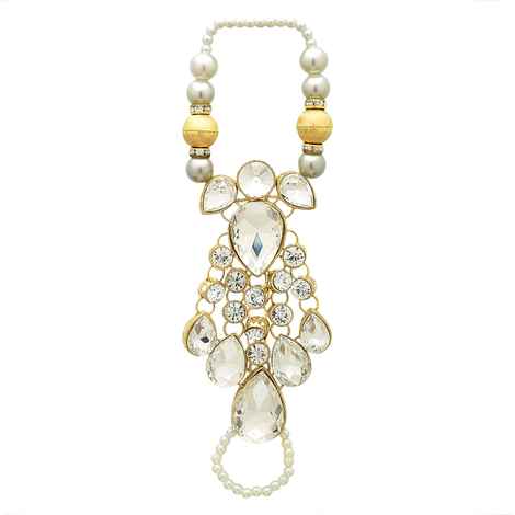 Buy Crunchy Fashion Dazzling Crystal Statement Pearly Hathphool - Purplle