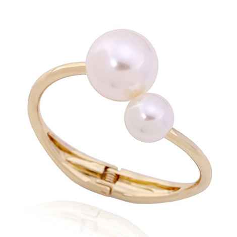 Buy Crunchy Fashion Pearl Embellished Statement Cuff Bracelet For Women - Purplle